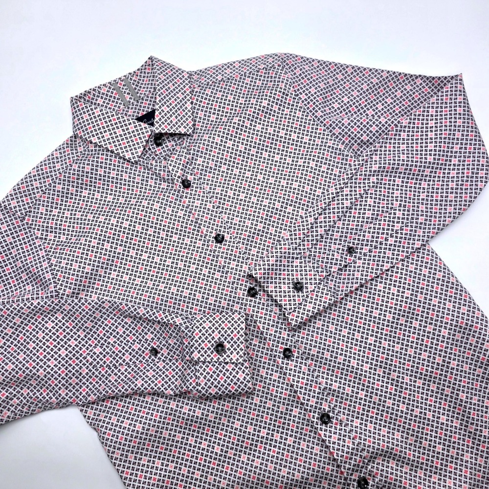 Robert Graham Modern Americana Mens Pink Geometric Button Down Shirt Cotton L/S